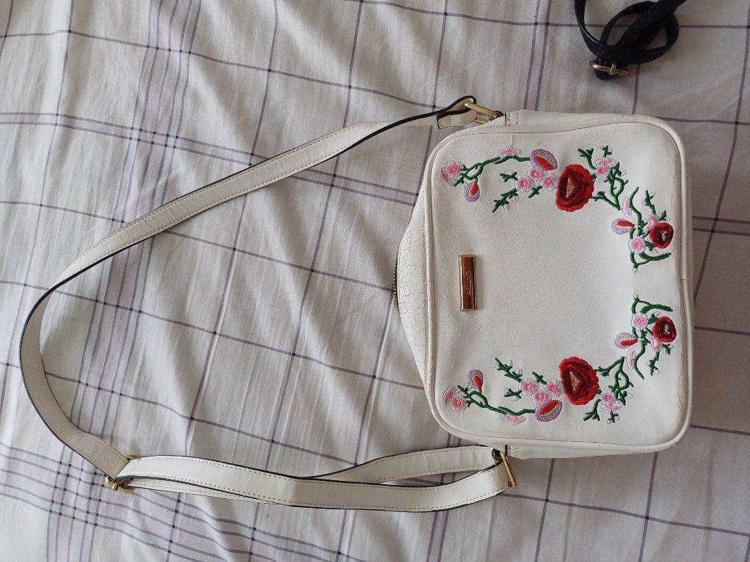 Aldo white embroidered sling bag Women s Fashion Bags Wallets