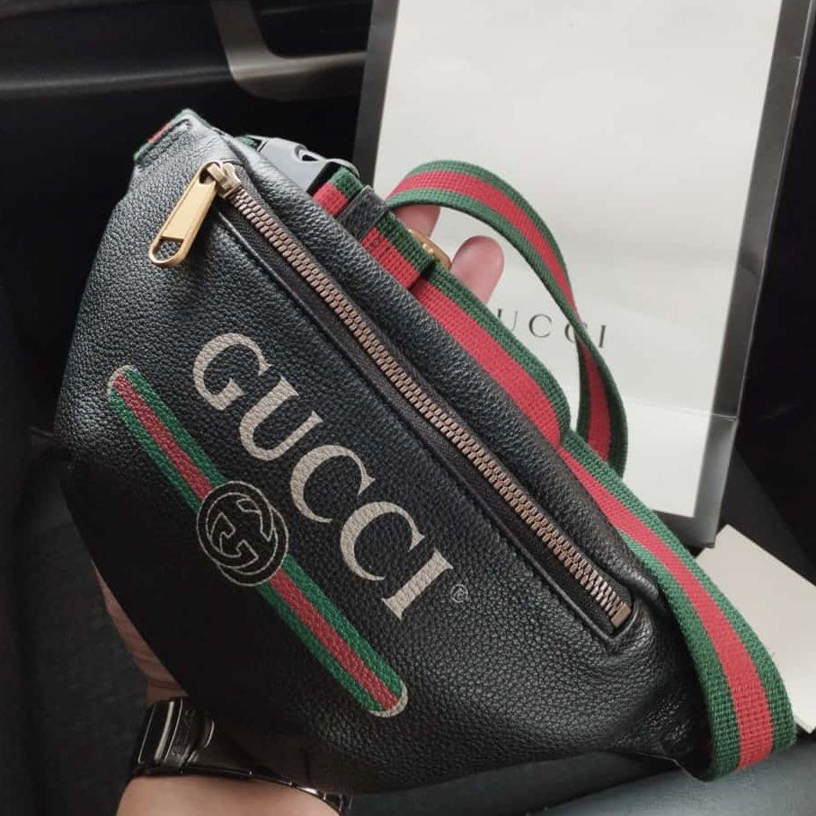 Gucci print leather belt bag clearance