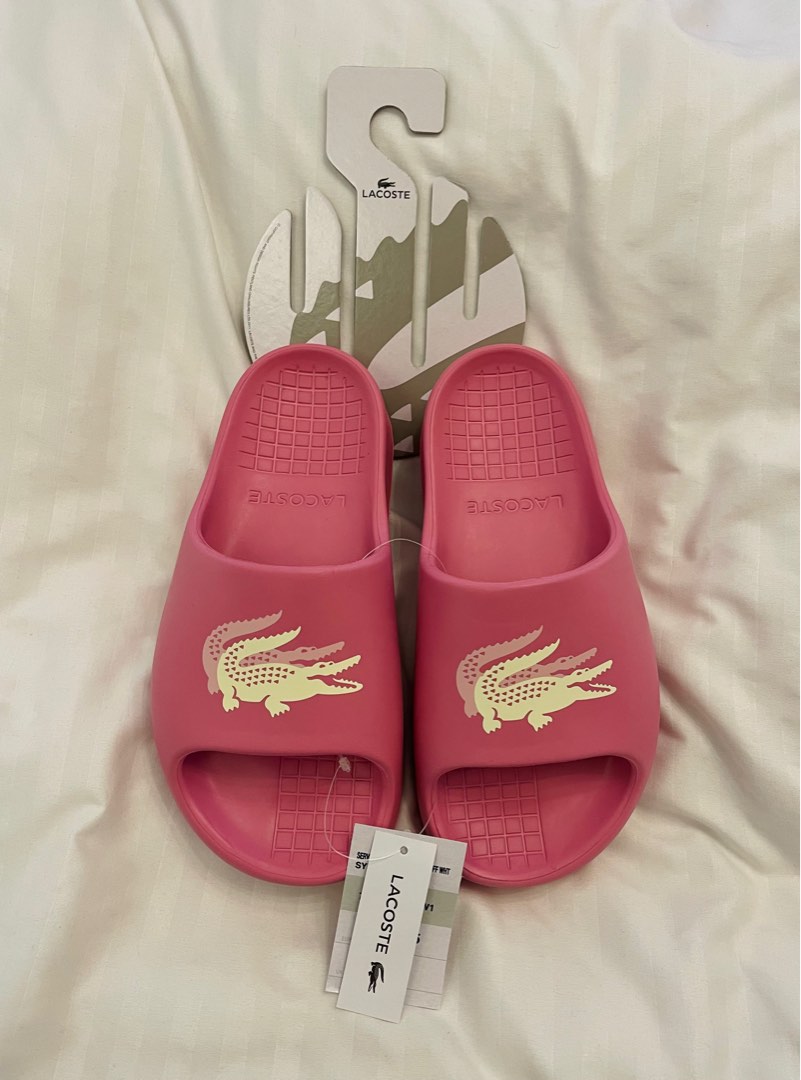 Lacoste slides pink clearance