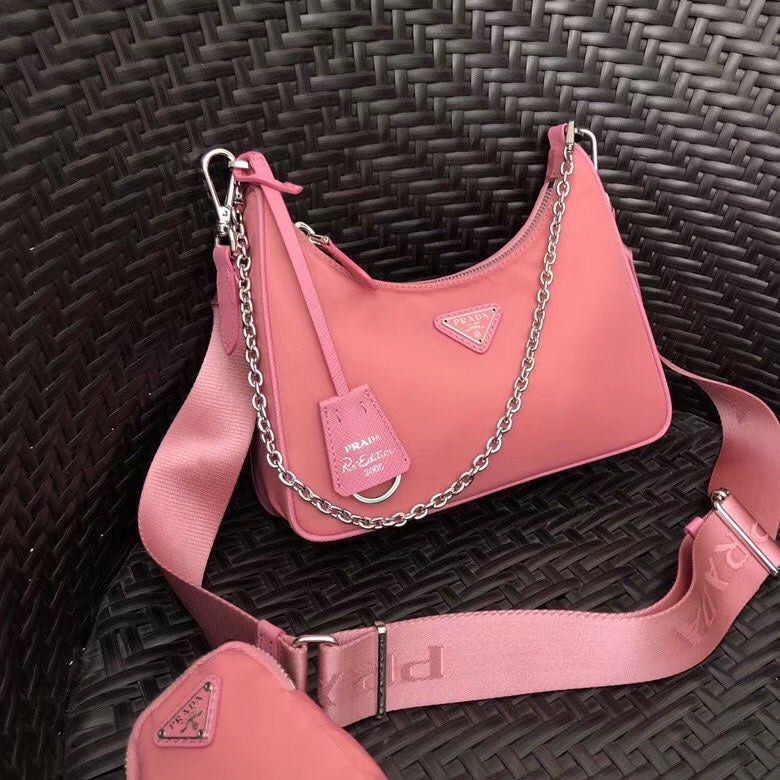 Prada Re-Edition 2000 Pink Nylon Shoulder Bag, Luxury, Bags & Wallets on  Carousell