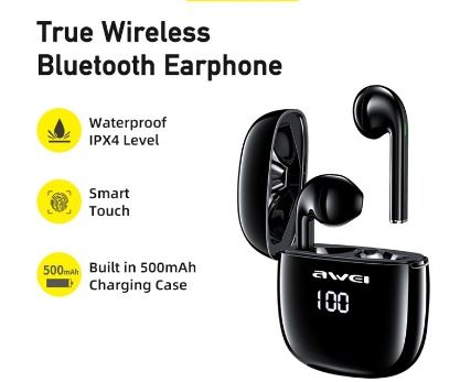 Awei Newest Style TWS Earbuds T28P Pro Bluetooth Earphones LED
