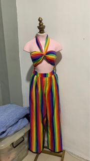 Beach outfit rainbow top and trouser XS