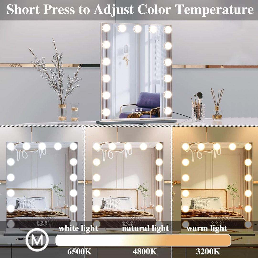 BEAUTME Hollywood Makeup Vanity Mirror with Lights,Bedroom Lighted