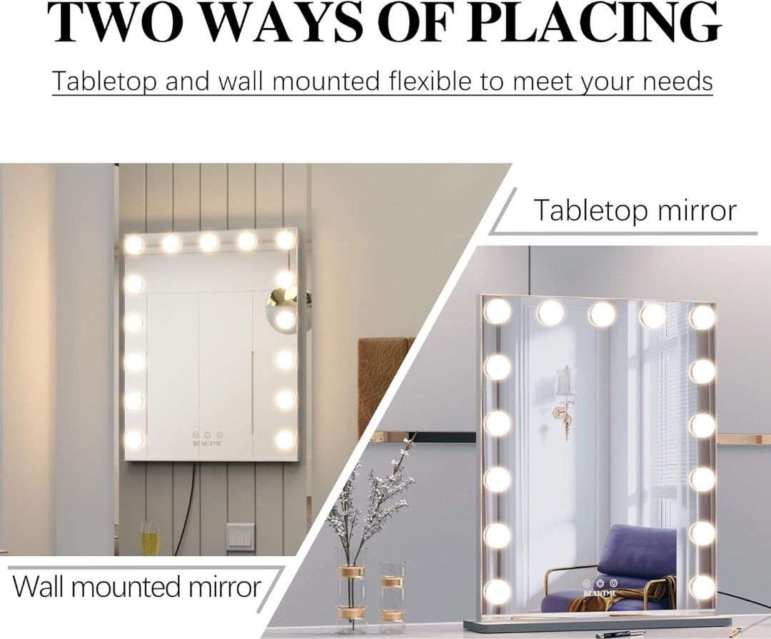 BEAUTME Hollywood Makeup Vanity Mirror with Lights,Bedroom Lighted