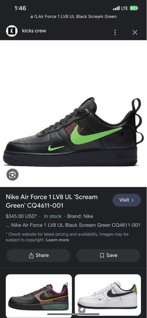 Nike Air Force 1 LV8 UL 'Scream Green' CQ4611-001 - KICKS CREW