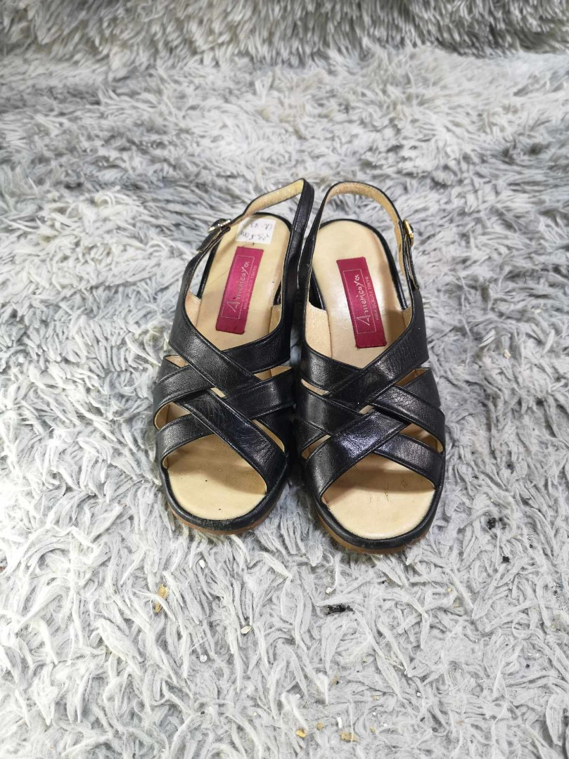 Black&White Cross Strap Heeled Sandals