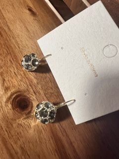 CELINE earrings round logo pearl metal gold top height 2.5cm width 1.2cm  women's