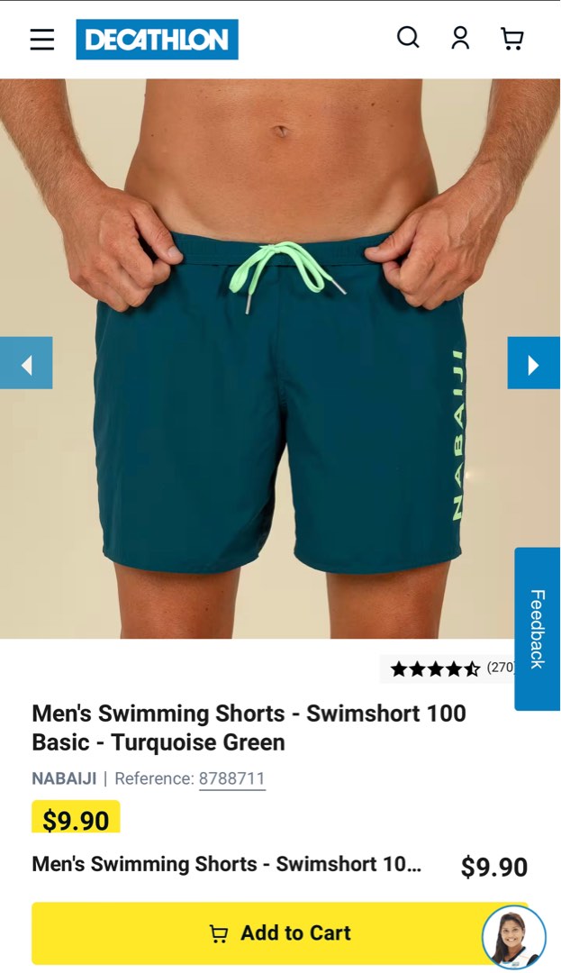 Men's swimming briefs - trunks 100 Basic - Blue NABAIJI