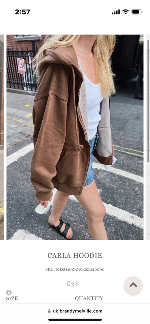 authentic brandy melville carla hoodie brown, Women's Fashion, Coats,  Jackets and Outerwear on Carousell