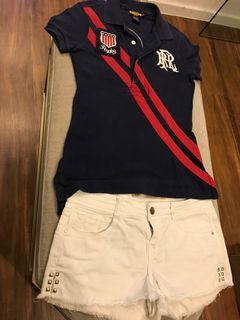 Bundle Sale: Ralph Lauren Rugby Polo Collared Top & Zara Denim Shorts