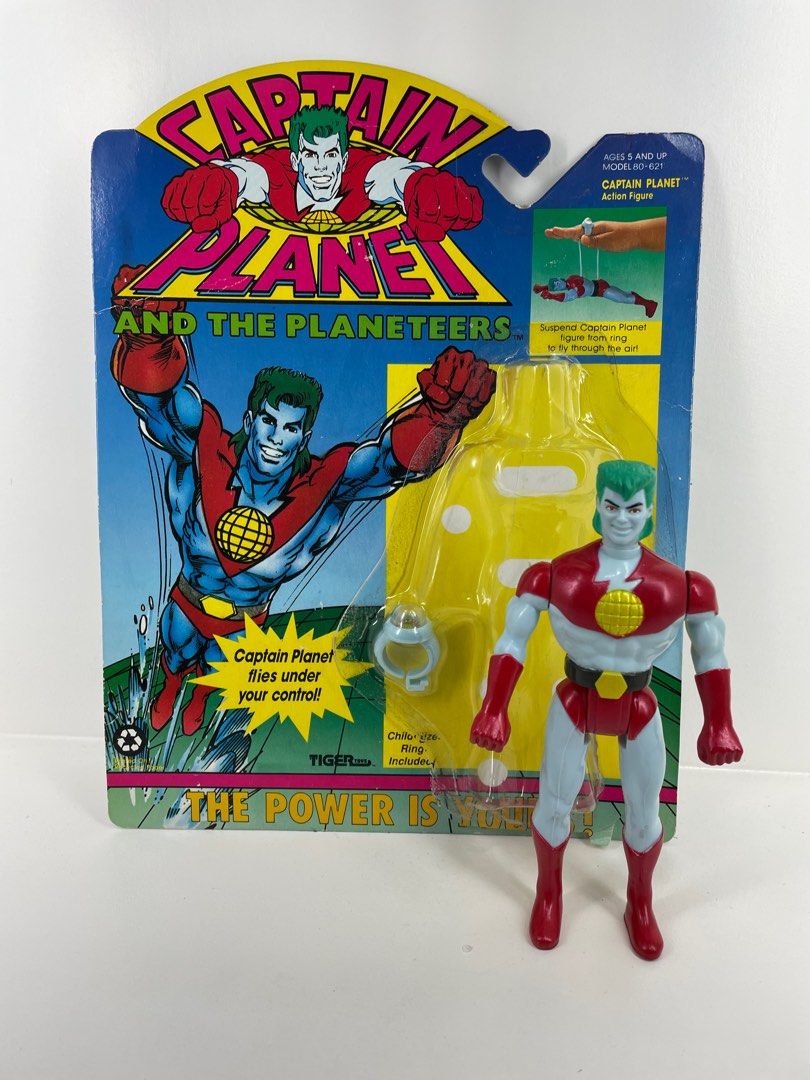 Captain Planet vintage 1991 Action Figure Flying Action by Tiger Toys minty mint