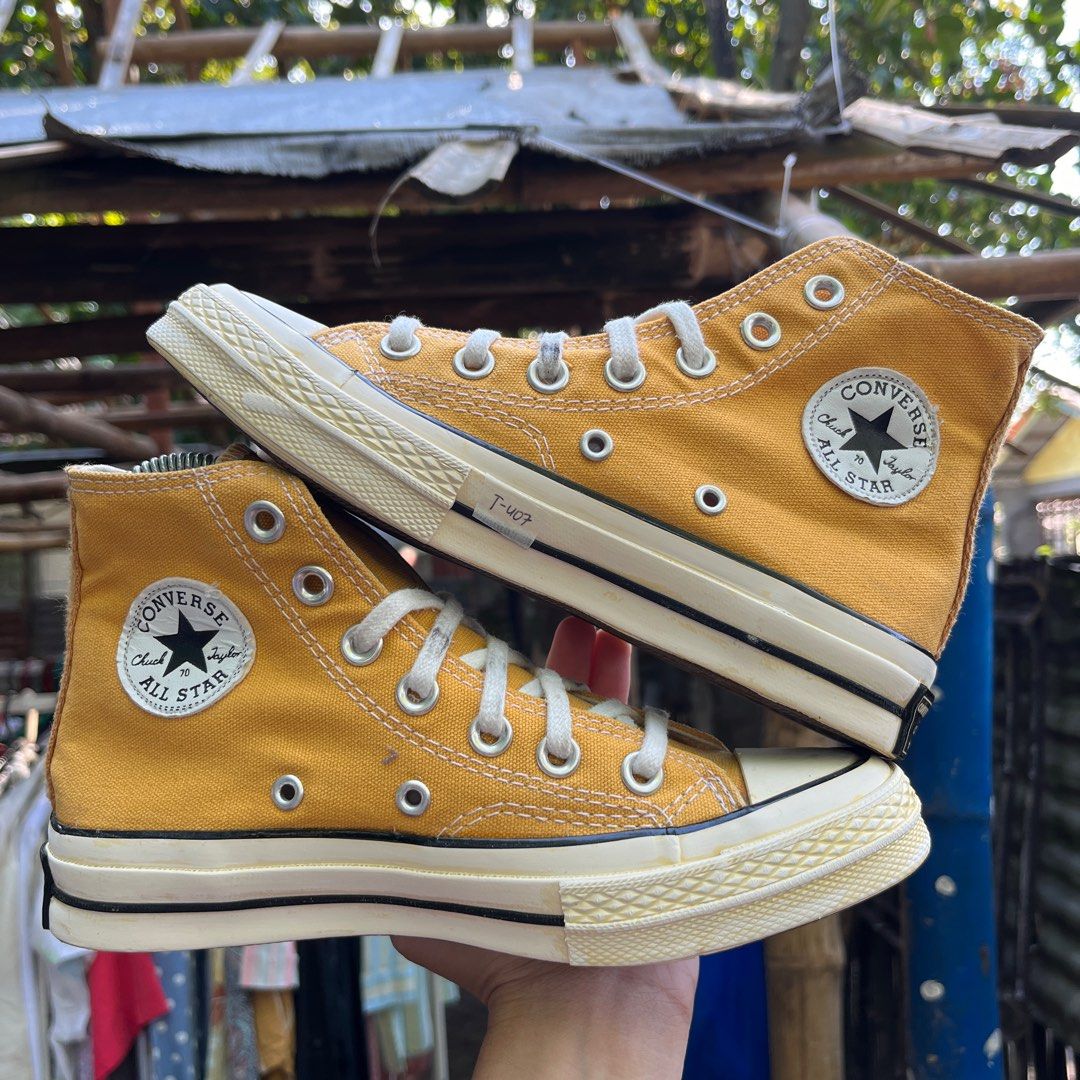 Sunflower yellow converse high tops sales