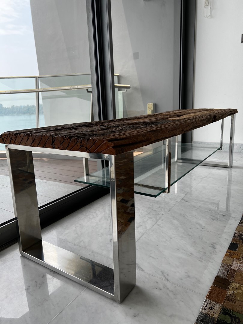 Custom made TV console - made of railway sleeper wood, Furniture & Home ...