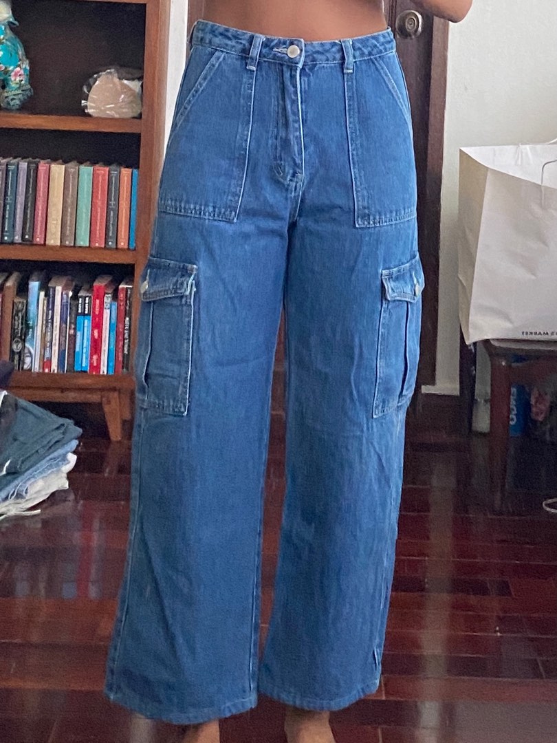 dark blue carpenter / cargo pants, Women's Fashion, Bottoms, Jeans on