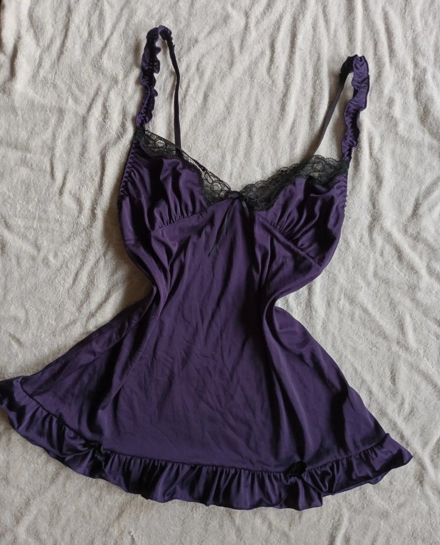 Feoya Babydoll In Pizzo Erotico | Donna Viola M | Con Perizoma Incluso