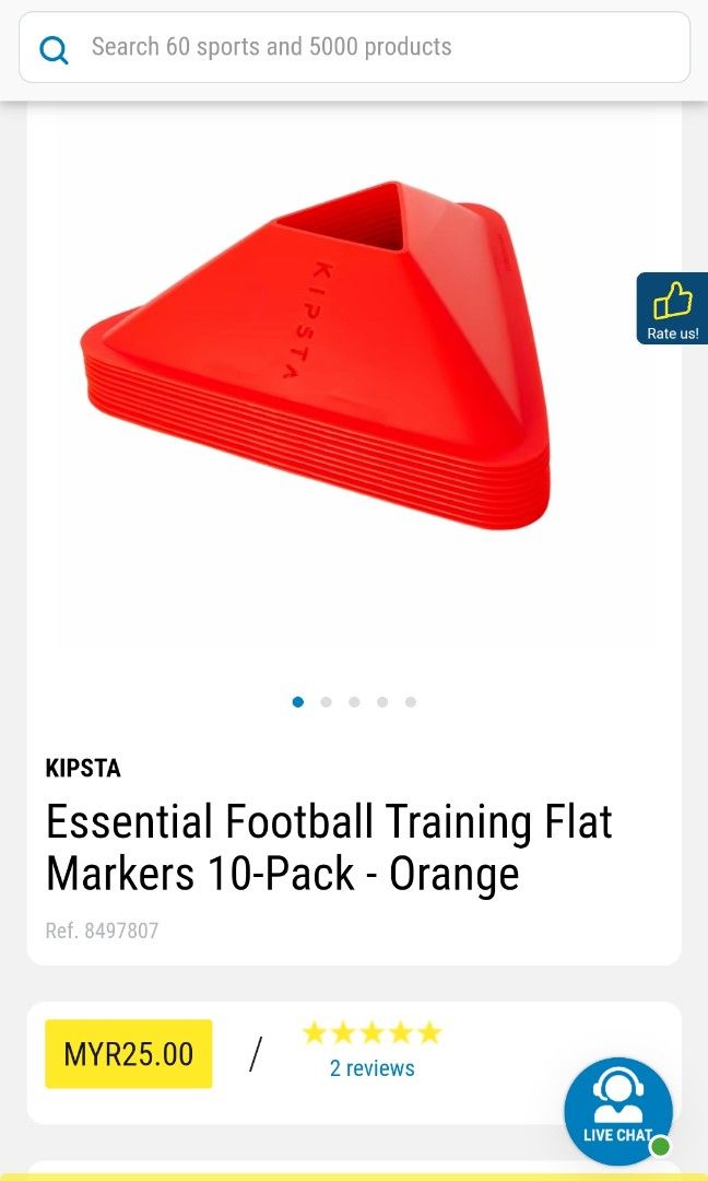 Decathlon Football Training Flat Markers 10pack, Sports Equipment