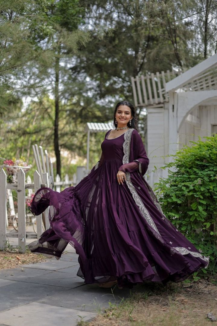 Purple colour dress for women sale