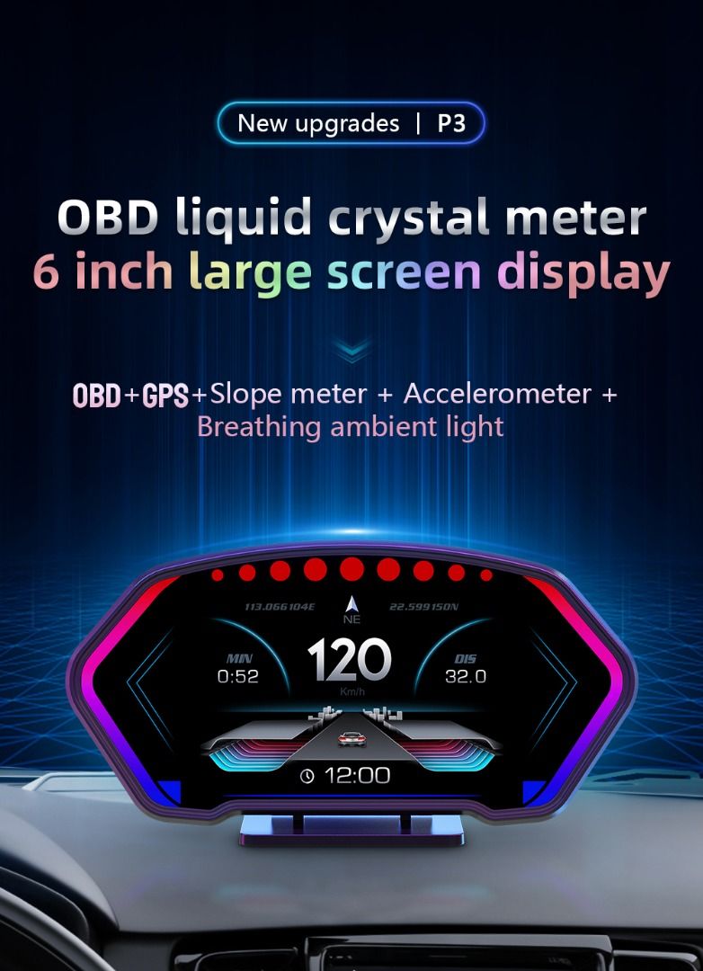 DFx P3 Ultimate Racing Gauge (OBD2, GPS, Slope Meter, HUD, OBD Gauge ...