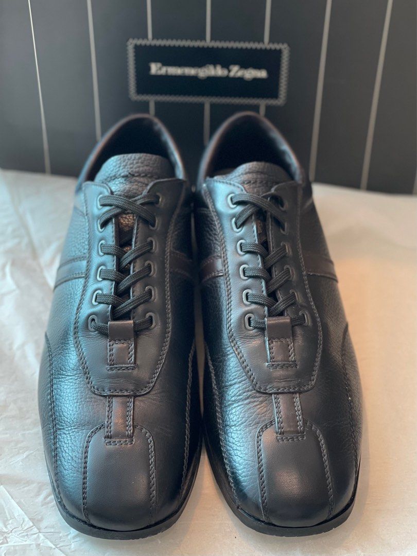 Ermenegildo Zegna 黑皮波鞋size 7, 男裝, 鞋, 便服鞋- Carousell