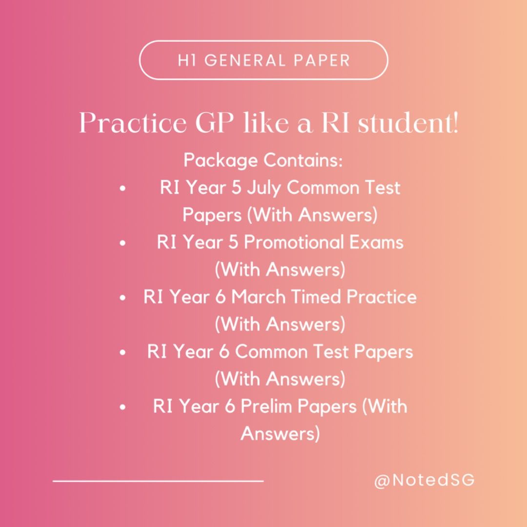 [Exam Papers] RI H1 General Paper Internal Exams Package (WITH BONUS ...