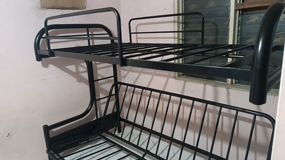Folding metal bunkbed double deck sofa bed frame, Furniture & Home