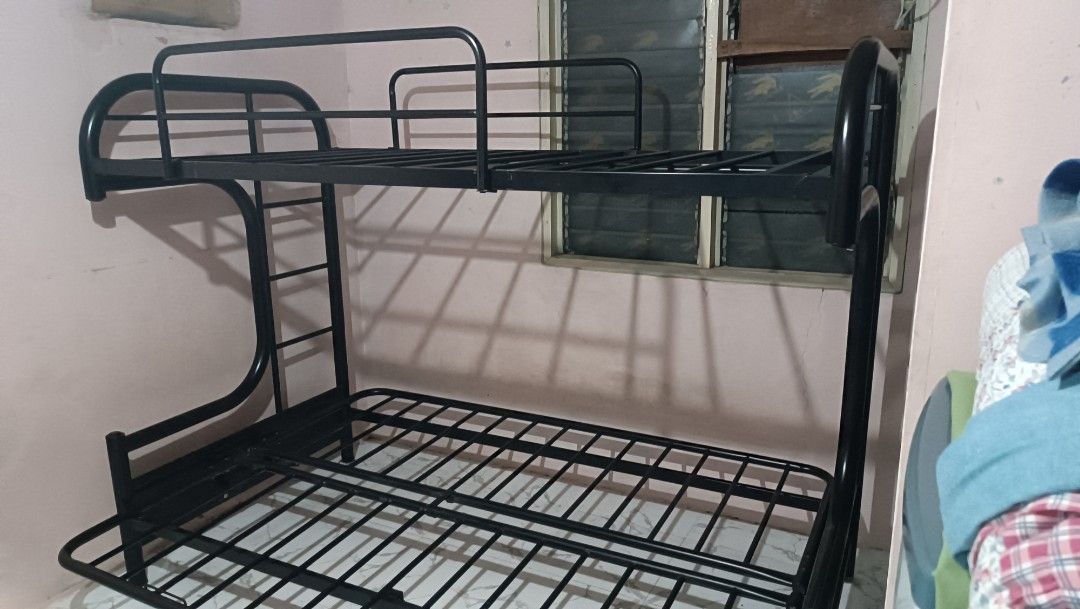 Folding metal bunkbed double deck sofa bed frame, Furniture & Home