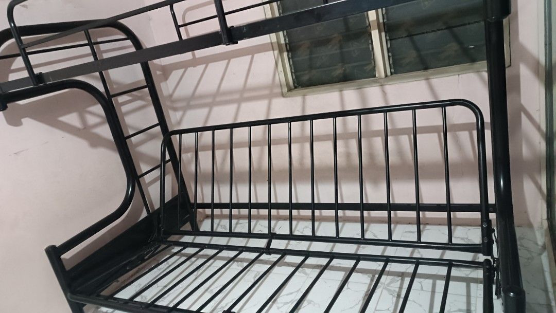 Folding metal bunkbed double deck sofa bed frame, Furniture & Home