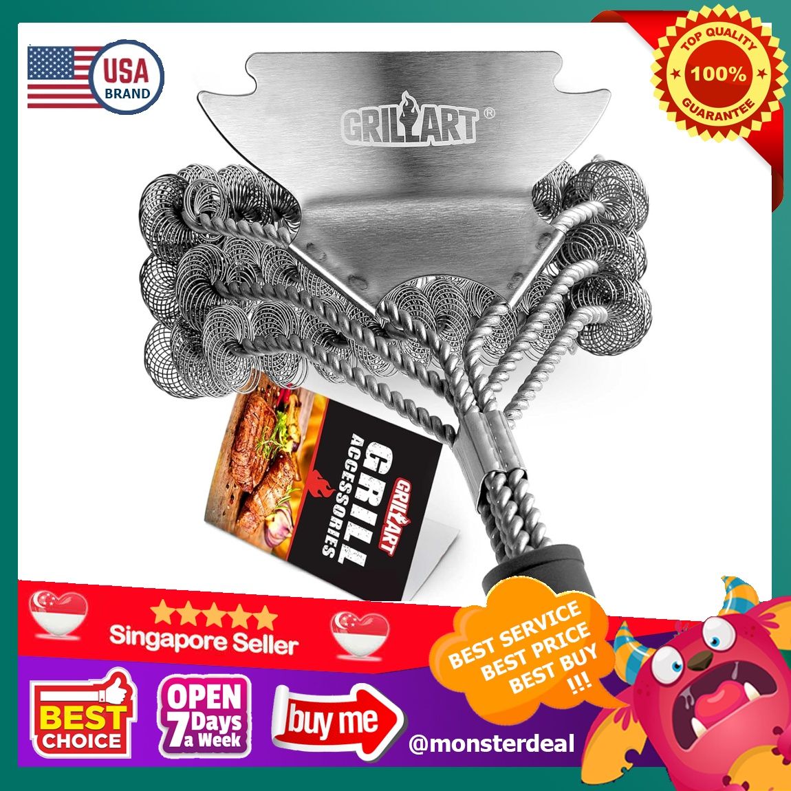 Grill Brush and Scraper Bristle Free Safe BBQ Brush for Grill 18 Stainless Grill Grate Cleaner Safe Grill Accessories for Porcelain Weber