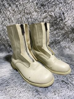 GUIDI -Front Zip White Boots Womens 