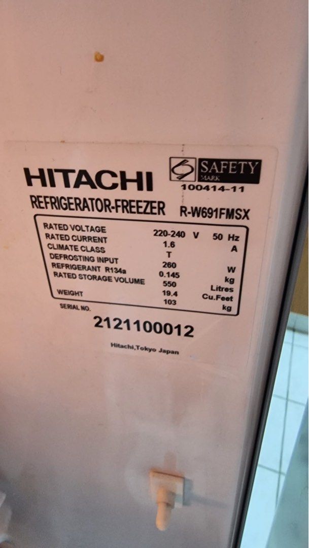 Hitachi 4 door Refrigerator RW691FMSX, TV & Home Appliances, Kitchen