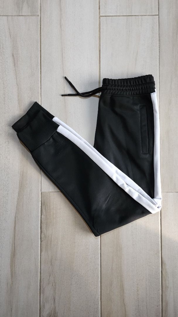 H M Black w White Stripe Jogger Pants Men s Fashion Bottoms