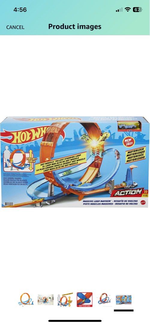 Hot Wheels Massive Loop Mayhem Track Set & 1:64 Scale Toy Car with