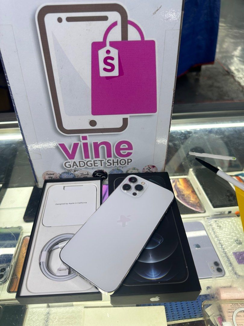 iphone 12 pro max 128gb 2ndhand (Category: iPhone 12 Series) located in Cainta. Submitted by vine_gadget_shop (Listing ID 1260623085, Image 1). Description: iphone 12 pro max 128gb 2ndhand factory unlock complete package we accept trade in we accept credit card installment we do cod and door to door we ship nationwide for fast transaction call 09277368323.