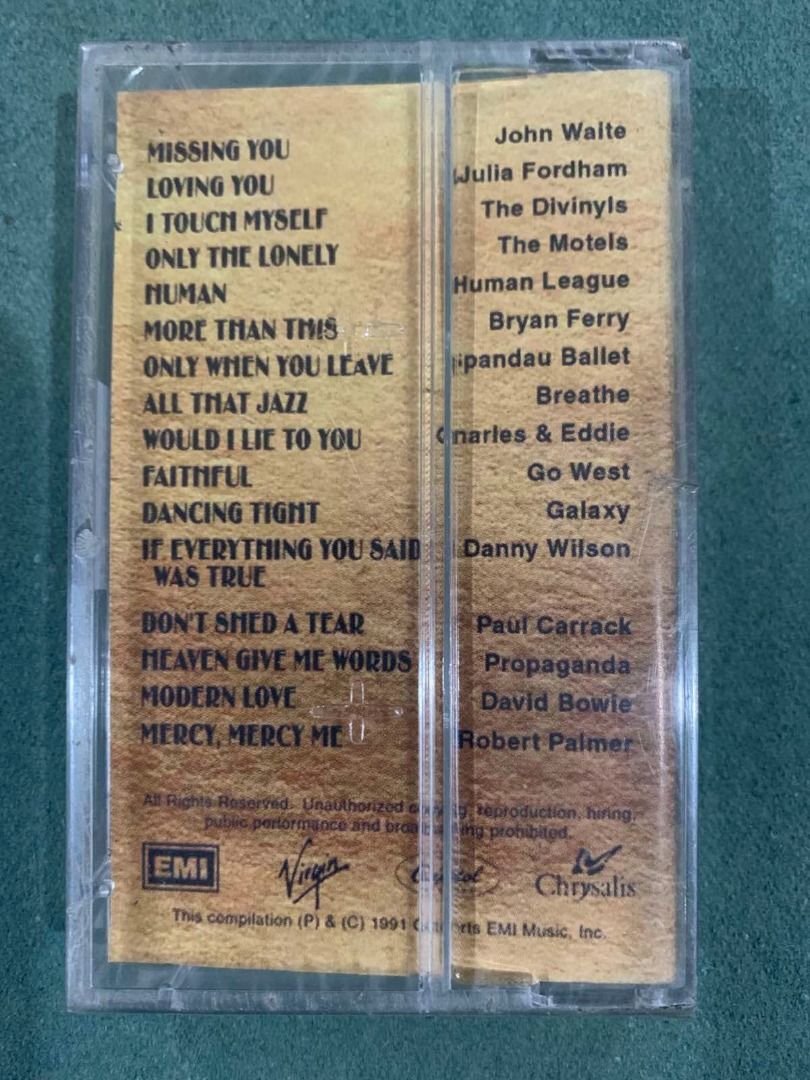JUST RHYTHMS Vol. 3 (Hard to Find Selection) (Category: CDs & DVDs) located in Iligan City. Submitted by rarefind (Listing ID 1260609429, Image 3). Description: Cassette Tape Condition - Brand New Philippines Compilation - All Original Artist Track list: Side A 1. MISSING YOU - John Waite 2. LOVING YOU - Julia Fordham 3. I TOUCH MYSELF - The Divinyls 4. ONLY THE LONELY - The Motels 5. HUMAN - Human League 6. MORE THAN THIS - Bryan Ferry 7. ONLY W