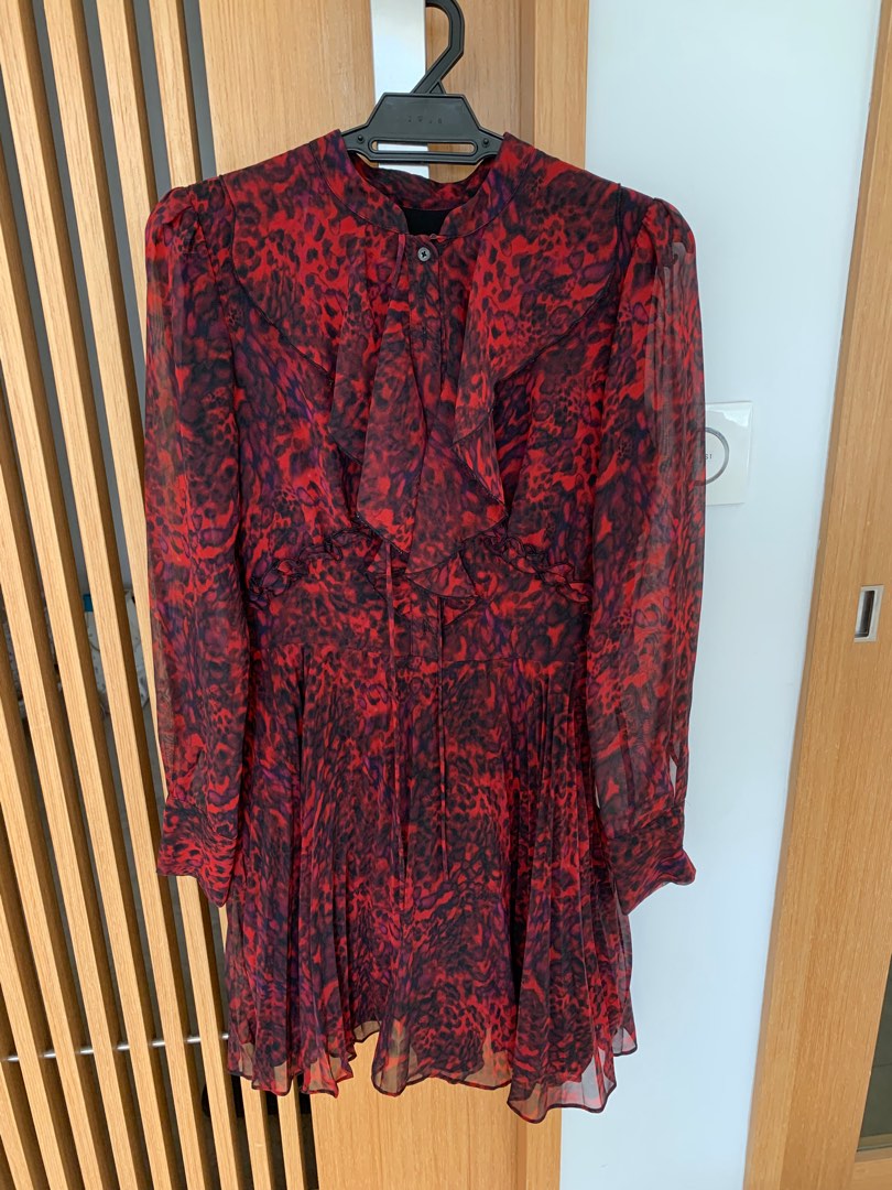 Karen Millen UK Red Floral Dress similar to whistles maje sandro