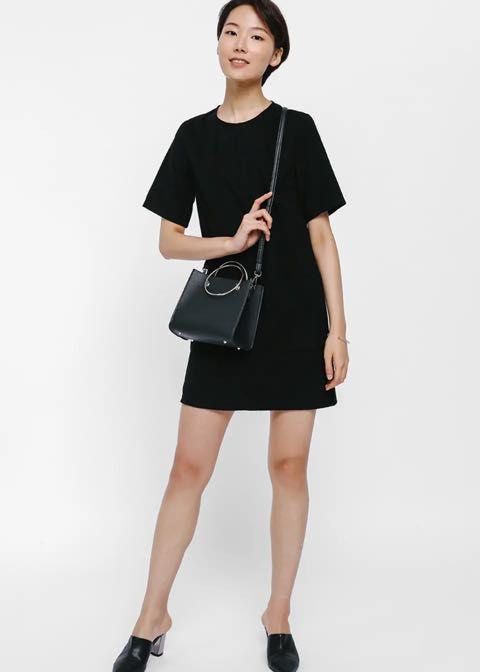 LB Beama Faux Suede Pocket Shift Dress Women s Fashion Dresses