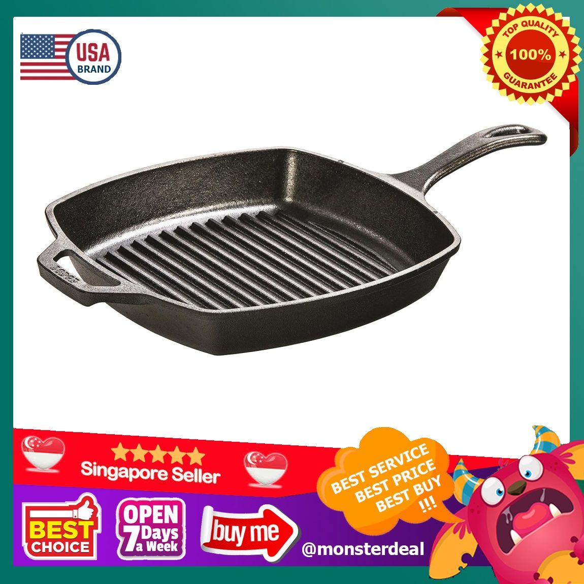 Lodge Cast Iron Square Grill Pan, Pre-Seasoned, 10.5-inch, Black  (Pre-Seasoned), TV  Home Appliances, Kitchen Appliances, BBQ, Grills   Hotpots on Carousell