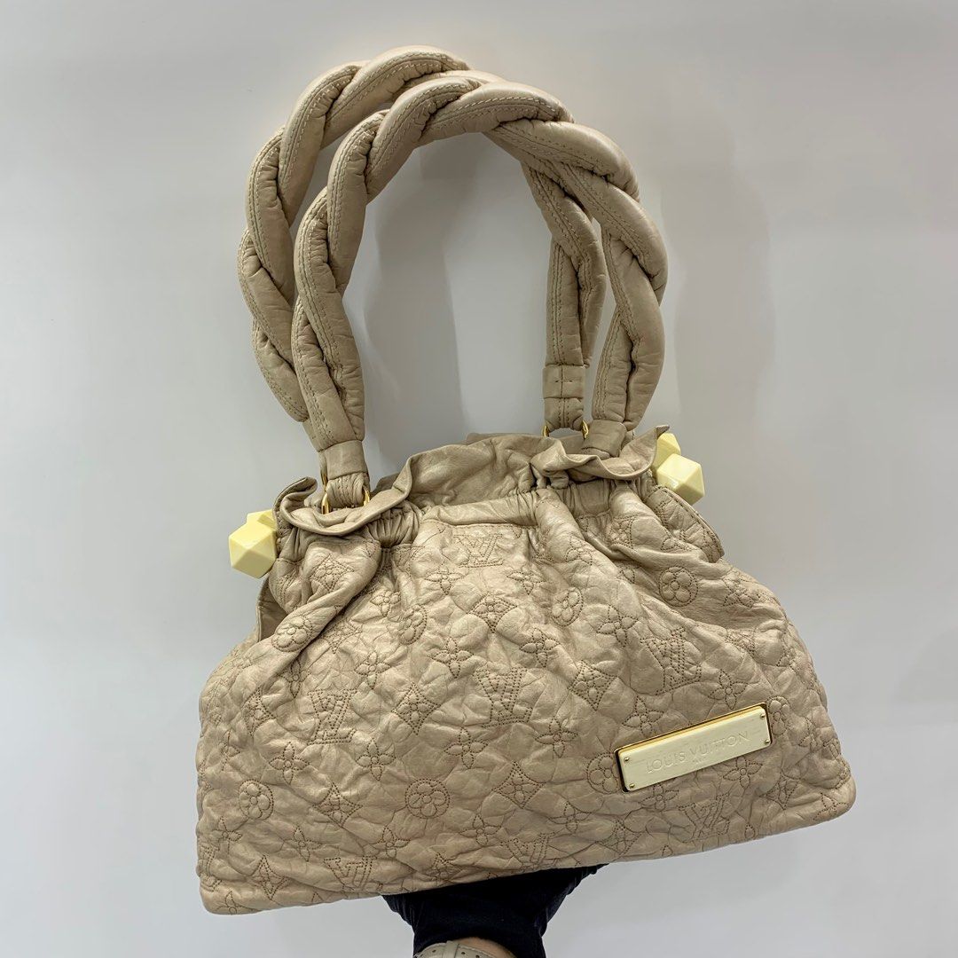 LOUIS VUITTON beige leather STRATUS Monogram OLYMPE PM Shoulder