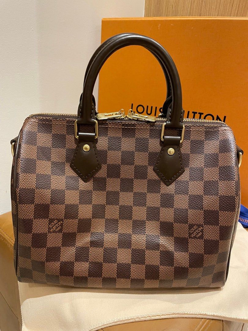 LOUIS VUITTON Speedy 25 Bandouliere Damier Ebene Shoulder Bag Brown