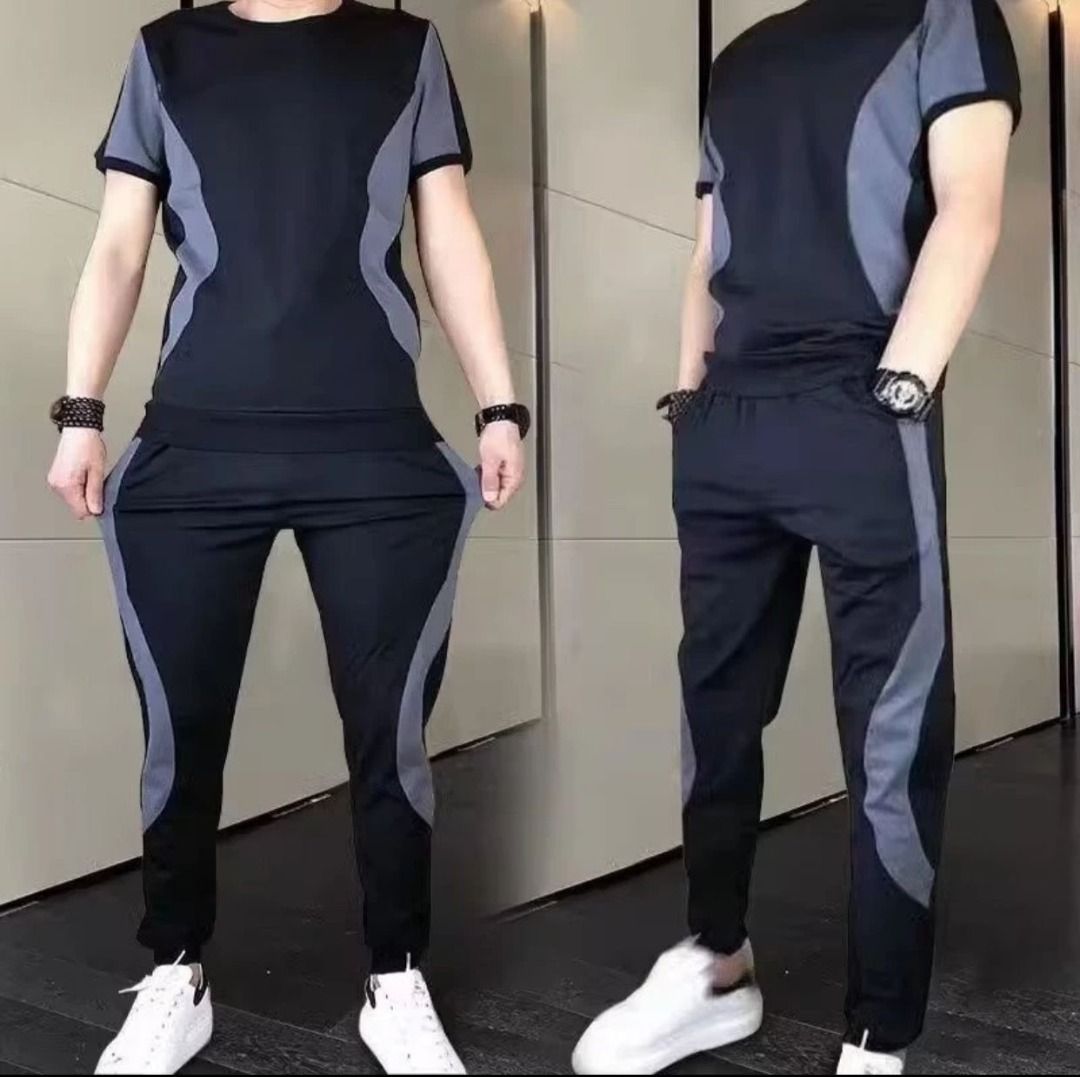 M 5XL Men S Casual Sports Set Summer Short Sleeved T shirt Trendy