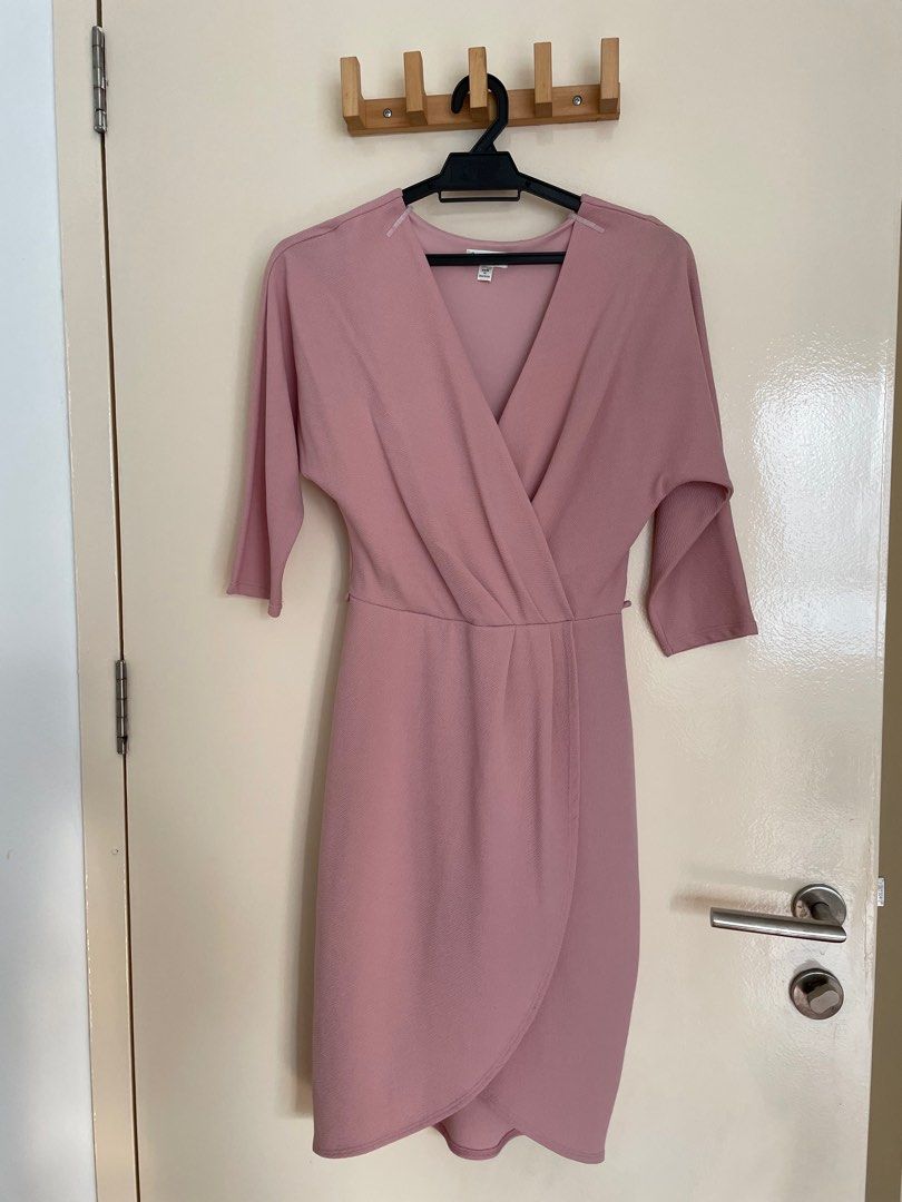 Miss selfridge pink wrap dress cheap