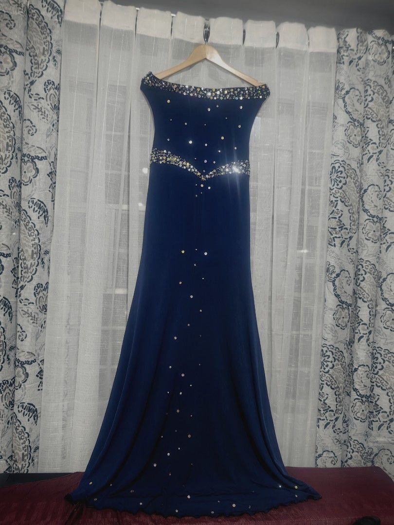 Women's Solid Navy Blue Gown Dress