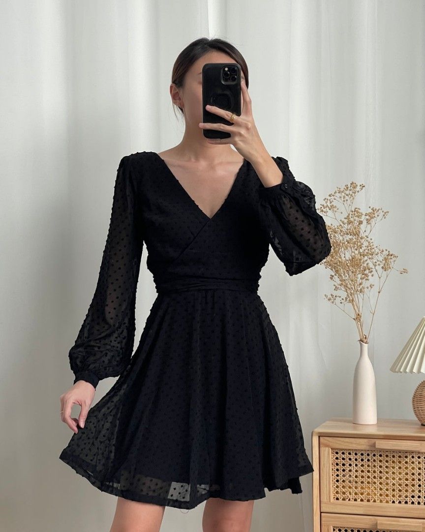 New with Tag Sheer Long Puff Sleeve Princess Mini Dress