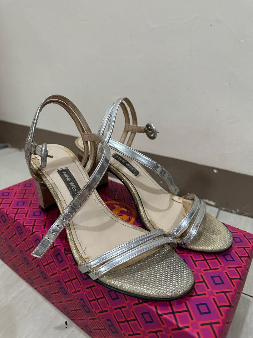 Nine west silver sandals 2025