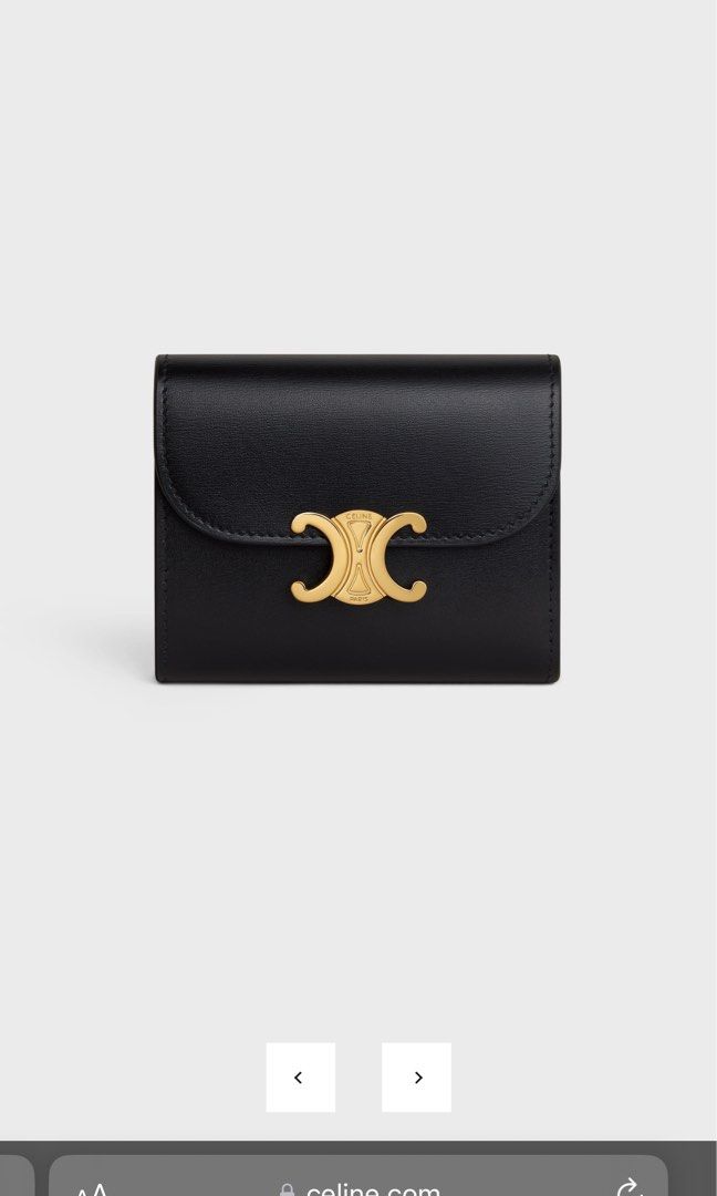 Shop CELINE Triomphe TRIOMPHE COMPACT WALLET in Shiny calfskin (10K623DPV)  by ROHA