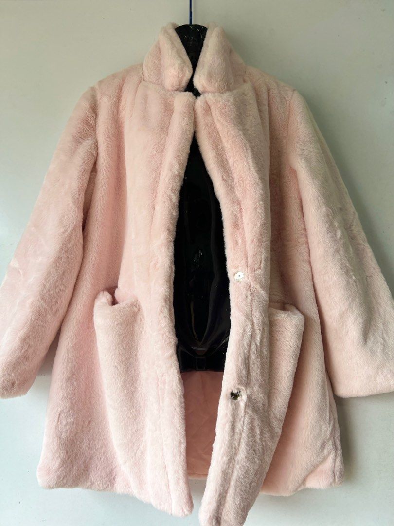 Light pink sales fluffy coat