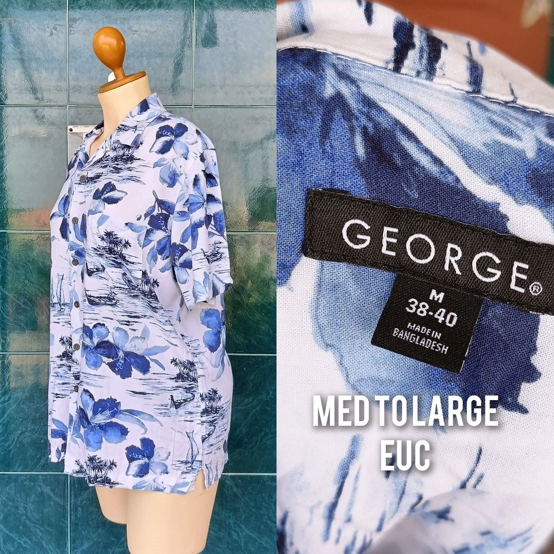 polo buttonsdown floral med to large brand, Women's Fashion