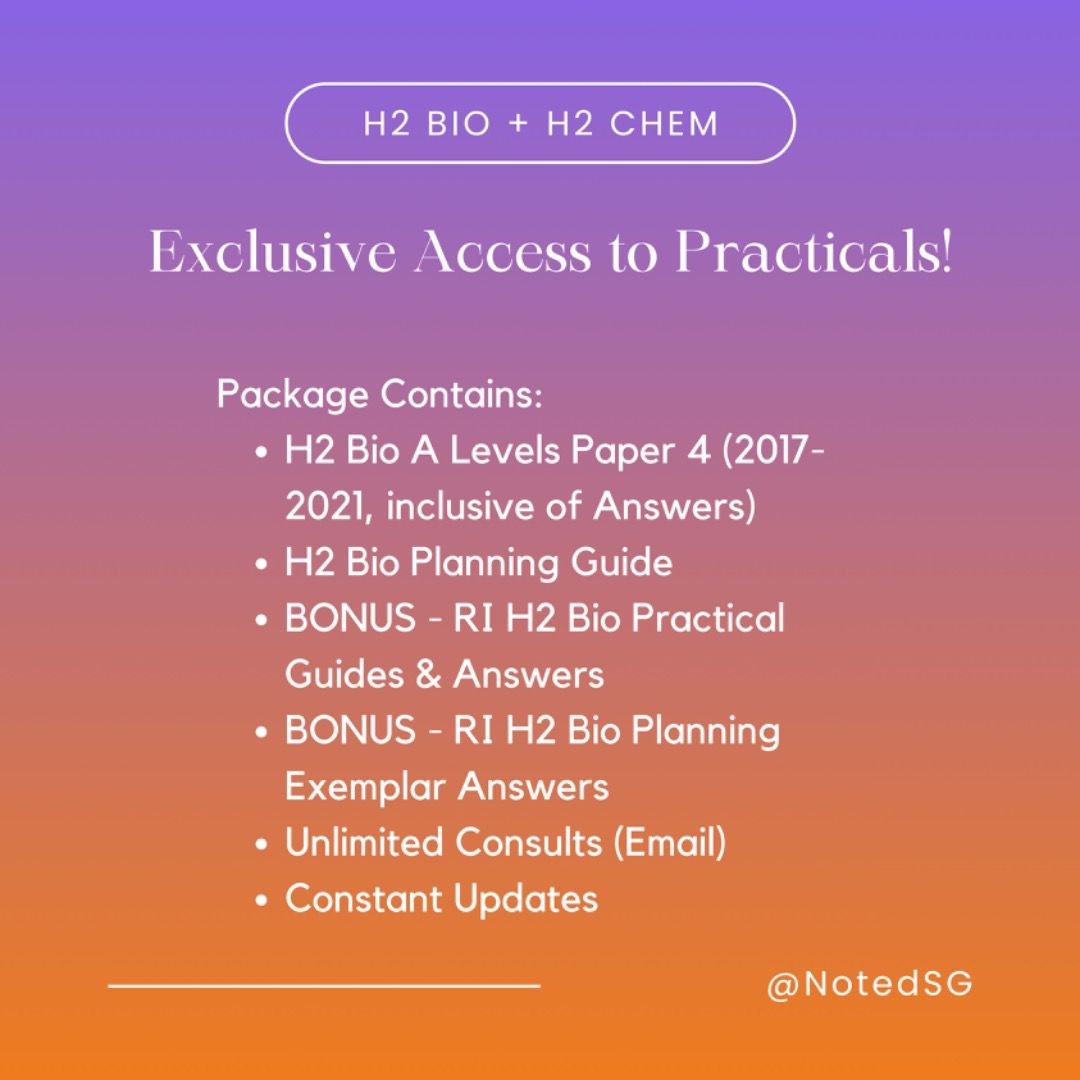 [Practical] H2 Bio A Level Practical Package (WITH BONUS CONTENT ...