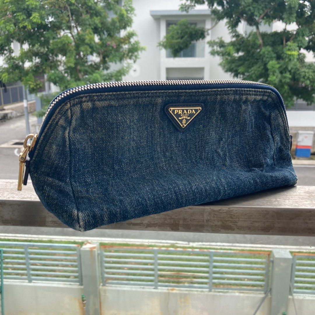 Prada cosmetics denim Bag