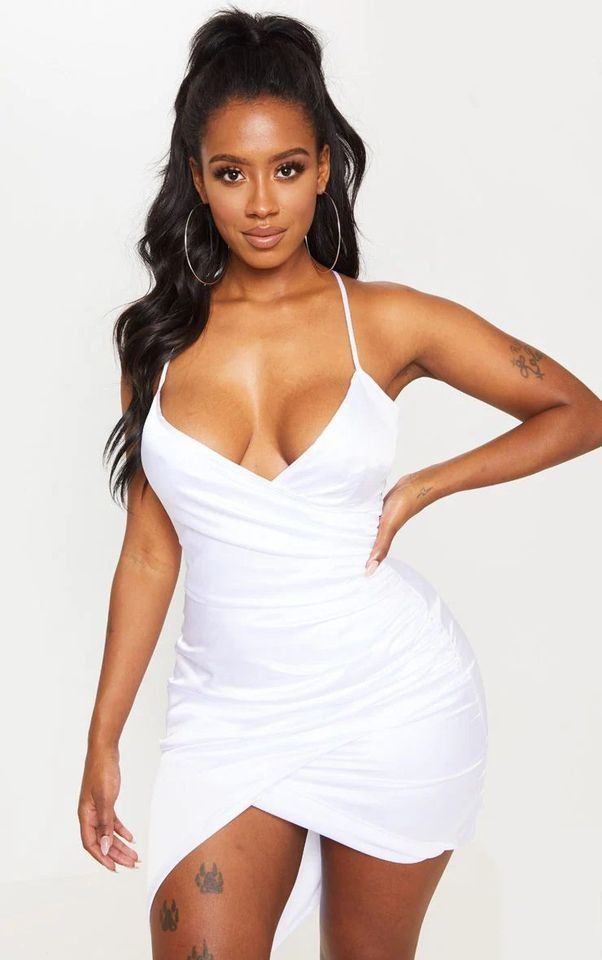 Shape satin wrap dress hotsell